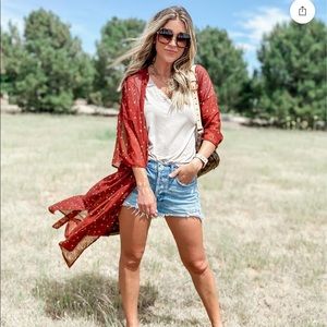 Rust floral kimono